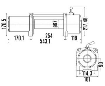 Sähkövinssi 4313kg 12v vaijeri 28m Mitat:540x161x212mm - Sähkövinssit - 13310 - 2