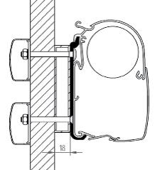 Thule kiinnityssarjan korokesarja Dethleffs Globebus 3,00 m - Seinämarkiisien kiinnityssarjat - 7080 - 1