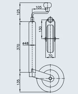 Nokkapyörä muovivanne 150kg Nokkapyörä 48mm putkelle - Winterhoff - 10400 - 2
