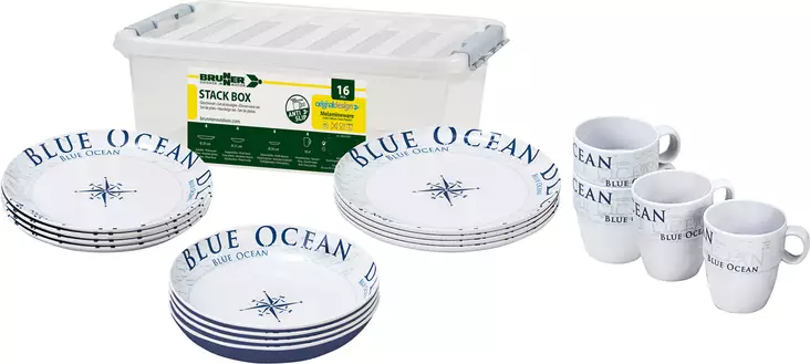 Brunner melamiiniastiasto Blue Ocean, liukueste, 16 osaa - Ruokailu ja kattaus - 7300 - 1