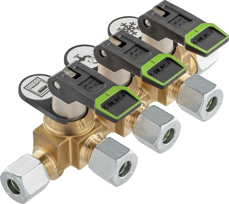 Gok kolmoissulkuhana 8mm kaasuputkelle 3x8 mm, lyhyt, kääntövipu - Kaasujärjestelmän tarvikkeet - 24380 - 1