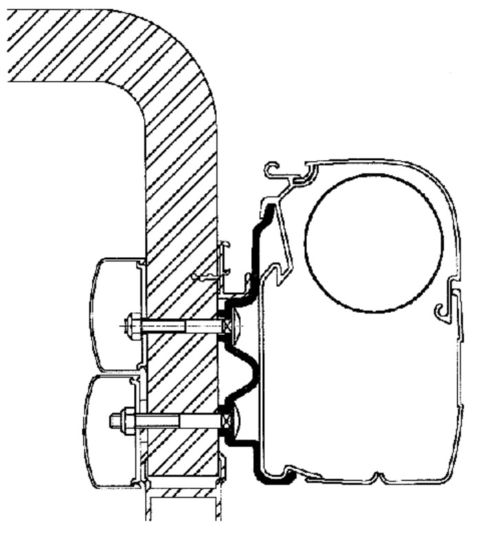 Thule kiinnityssarja Hymer Camp 5,50 m - Seinämarkiisien kiinnityssarjat - 1021 - 1