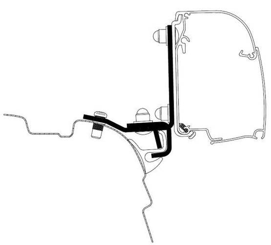Thule kiinnityssarja VW T5&T6 Brandrup, 4900 Rail G2 - Seinämarkiisien kiinnityssarjat - 13227 - 1