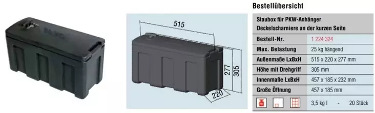Työkalupakki AL-KO 515x220x277 Säilytyslaatikko musta muovi AL-KO - Matkailuautot/Vaunut/Kärryt - 13092 - 1