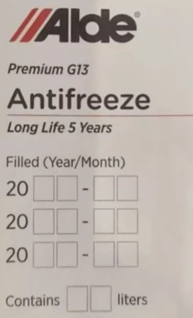 Alde Antifreeze-tarra - Kaasujärjestelmän tarvikkeet - 18613 - 1