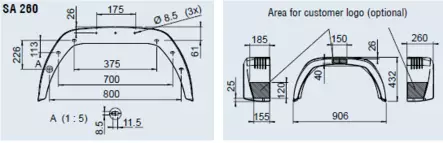 Lokasuoja AL-KO muovi 260X906mm AL-KO Lokasuoja 1-akselinen SA 260 - Lokasuojat - 16553 - 2