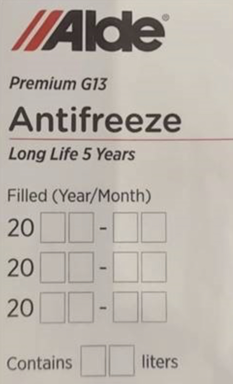 Alde Antifreeze-tarra - Kaasujärjestelmän tarvikkeet - 18613 - 1