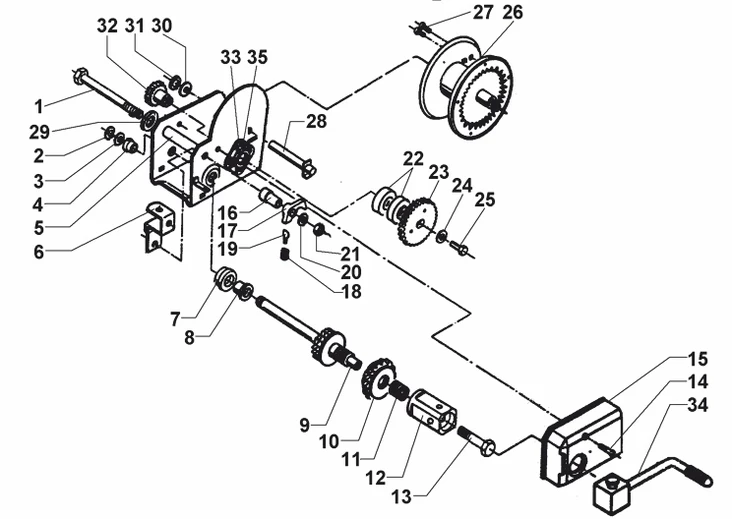 Akseli 1201A Vinssin rullelle - Varaosat - 24203 - 1