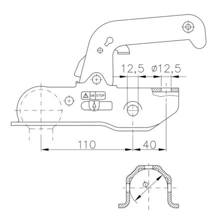Kuulakytkin WW 2200kg 50-51mm putkelle pultit vaaka/pyst - Winterhoff - 10444 - 2