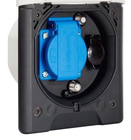 Rasia 230V+12V+tv+sat, upotettava vaaleanharmaa, ulosottorasia - Sähkörasiat, pistokkeet - 17045 - 1