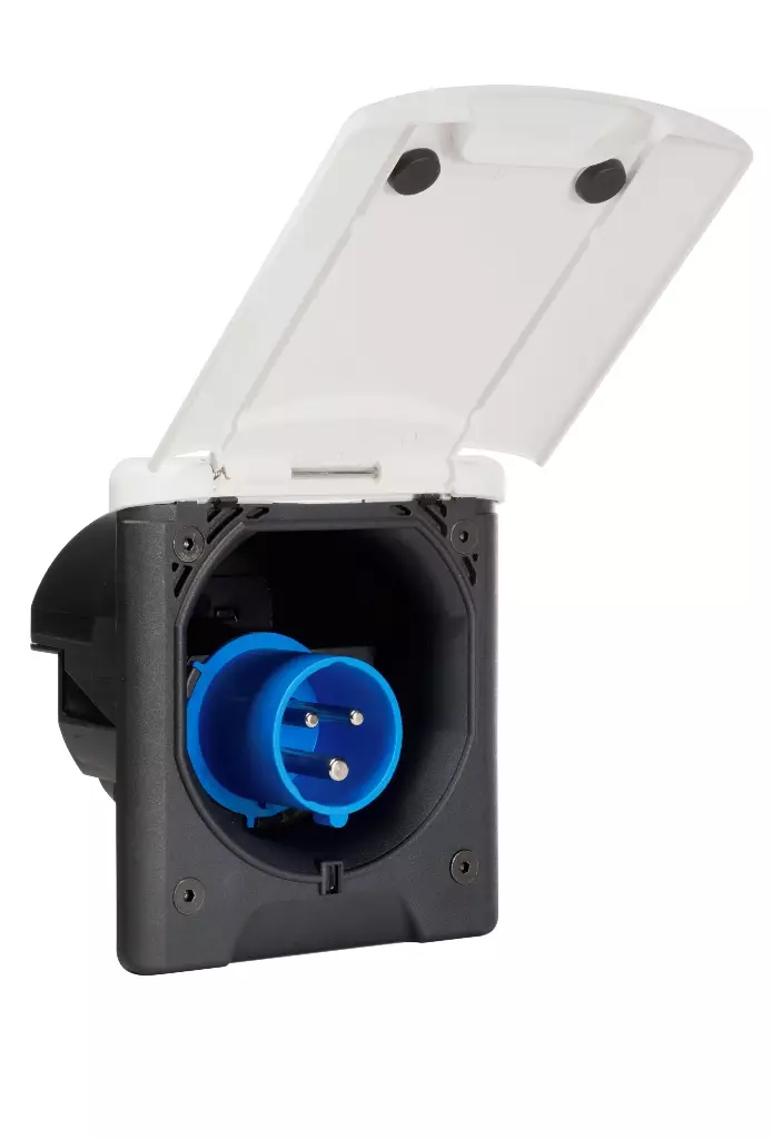 Sisäänottorasia 230V, valkoinen, CEE Upotettava, 13, magneettikansi - Sähkörasiat, pistokkeet - 6935 - 1