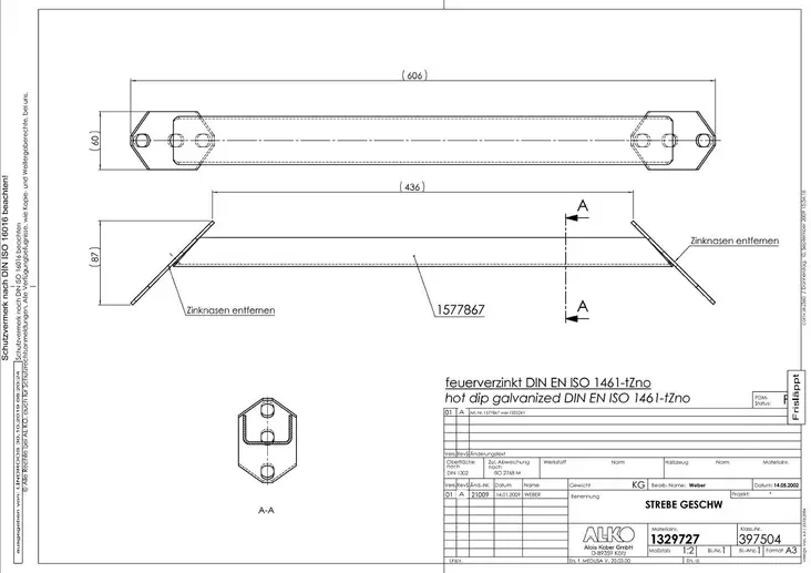 Viistopalkkisarja AMC 436mm/606mm ( 1329727 ) - Vetokoukut - 9385 - 1