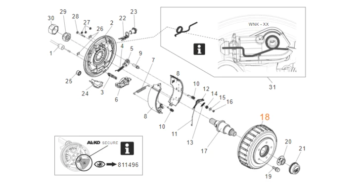 Säätövipu vasen AL-KO automaatti jarruille 2361 - AL-KO - 24275 - 1
