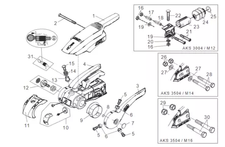 Turvakytkin AKS 3504 3500kg 3500 kg, 4 kitkapintaa M14 pultit 60mm - Kitkakytkimet, lukot ja varaosat - 13556 - 2