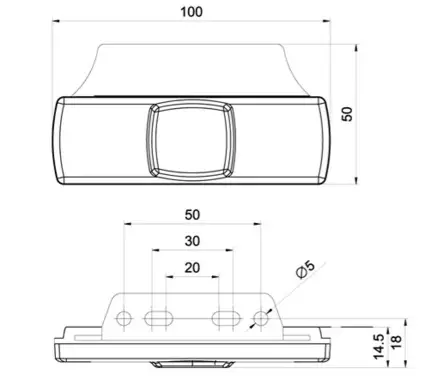 Sivuvalo keltainen Fristom kulmakiinnikkeellä 12-36V - Fristom - 23947 - 2