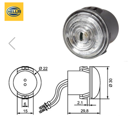 Seisontavalo upotettava pyöreä Ø30mm,+johto 180mm 8638 - Hella/talmu/muut - 23607 - 1