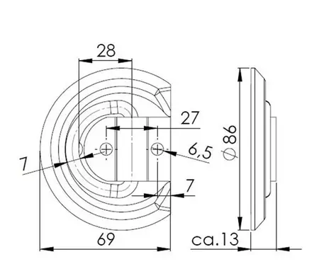 Sidontalenkki 2 kiinnitys reikää ZBF 60-1 - Hevostrailerit/Saranat/Lavalukot/Kaasujo - 12488 - 2