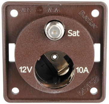 Berker rasia upotettava 12V + SAT ruskea 12-24V, max. 10A, F-liitin - Sähkörasiat, pistokkeet - 12578 - 1