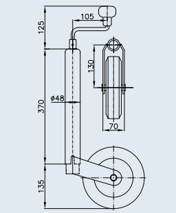 Nokkapyörä peltivanne 150kg Nokkapyörä ST 48mm putkelle - Winterhoff - 10399 - 2
